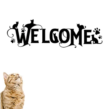 Cartoon Vitajte s Mačky Psa Stenu, Nálepky Entryway Obývacia Izba Dobrý deň, Vitajte Zvierat Stenu Odtlačkový Spálňa Vinyl Domova