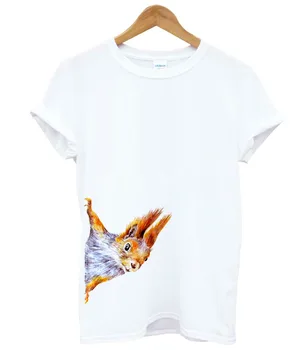 Nepozerať veverička vyzerajúce Ženy tričko Bavlna Bežné Vtipné tričko Darček Pre Pani Yong Dievča Top Tee Kvapka Loď S-718