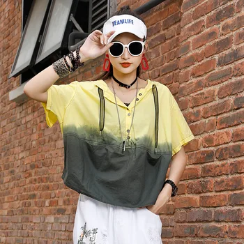 DUŠA TIGER Lete roku 2020 kórejský Dizajnér Dámy Punk Štýl Topy Ženy Bežné Tlačené Tshirts Žena s Kapucňou T-Shirts Plus Veľkosť