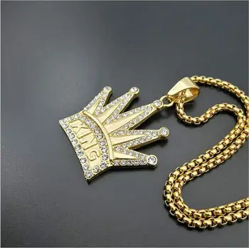 Nové prišiel Mužov Hip hop 316L Nerezovej Ocele Kráľ Koruny prívesok, náhrdelníky, Módne mužov Hiphop náhrdelník šperky, darčeky