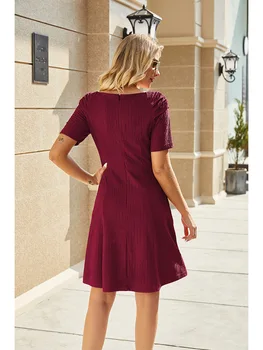 Nové príležitostné dámske šaty, oblečenie Módne Letné Šaty Letné farbou štíhly pás zoštíhľujúce šaty