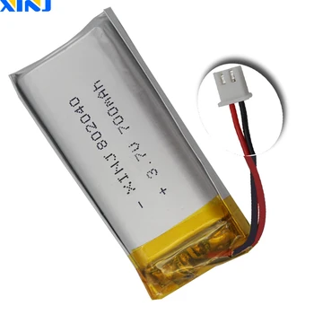 XINJ 3,7 V 700mAh Li lítium-polymérová batéria 2pin JST-PH 2.54 mm konektor 802040 Pre DIY GPS Sat Nav DVR DVC Fotoaparát Jazdy nahrávač