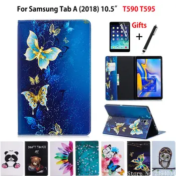 Puzdro Pre Samsung Galaxy Tab A A2 2018 10.5 palcový T590 T595 T597 SM-T590 Kryt Funda Tablet Módne maľované Stojan Shell +Film+Pero