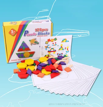 125 KS Montessori Vzdelávacích Hračiek, Drevených Puzzle Hry Pre Deti Puzzle Vzdelávania Dreva Rozvojové Hračky Pre Chlapcov, Dievčatá