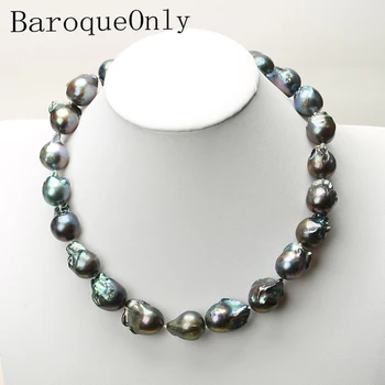 Skutočné Obrovské Prírodné pearl black baroková perla reťazca náhrdelník choker dlhý náhrdelník 45/50/55 AAA pre dievča, darček strany šperky Nové