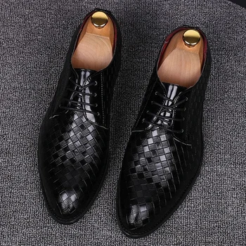 Formálne Kožené Topánky Mužov Šaty Obchodného Topánky Muž Geometrické Červená Oxfords Strany Svadobné Bežné Mužov Bytov Chaussure Homme