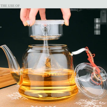 Transparentné hrubé sklo vode kanvica tradičný čínsky čajový set kanvica čaj hrniec čaju kanvica