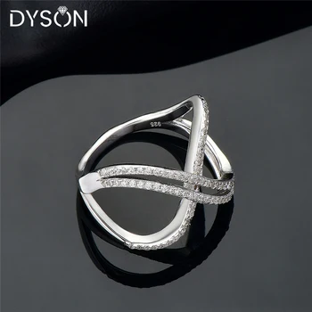 Dyson Skutočné 925 Sterling Silver Jednoduché Geometrické Stohovateľné Prstene Pre Ženy Kolo Jasné, Zirkón Fashion Party Šperky Veľkoobchod