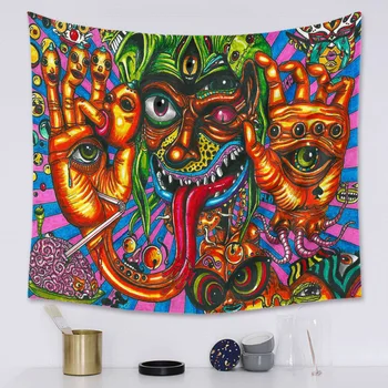 Akvarel Psychedelic Arabesque Tajomný Gobelín Hippie Gobelín Abstraktné Trippy Gobelín Magické Tapisérie Domova