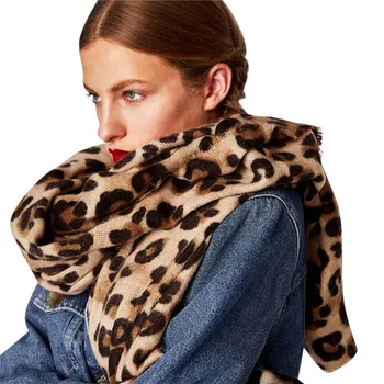 Jeseň zima leopard tlač cashmere teplé zahustiť šatku, šál Ženy Dlhé Vlny Šatkou Mäkké Dlhé Krku scarfs pre dámy módne
