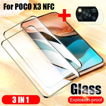 3-v-1 Film Tvrdeného Skla Pre Xiao POCO X3 NFC F2 Kryt Pro Screen Protector Anti blue ray Pre Xiao POCO X3 NFC Sklo Objektívu
