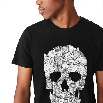 Letné Muž T-shirt Mačka Lebky Dizajn Horor Lebky T Shirt Halloween Mäkké Obraz O Vlastné tvaru Cartoon Dizajn La Camiseta