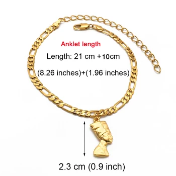 Anniyo Egyptskej Kráľovnej Nefertiti Anklet pre Ženy Gilrs Nohy Reťazca Šperky Zlatá Farba Veľkoobchod Šperkov Afriky Darček #215106