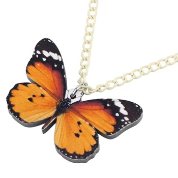 Bonsny Akryl Danaus Chrysippus Motýľ Hmyzu Náhrdelník Prívesok Reťazca Golier Zvierat Šperkov Prívesky Pre Ženy, Dievča Dámy Bulk