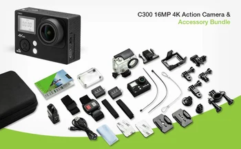 4K Akcia Fotoaparát, Dual Displej Ultra HD 16MP Videokamera Športové Cam Kamera 4k s Diaľkovým Príslušenstvo Zväzku