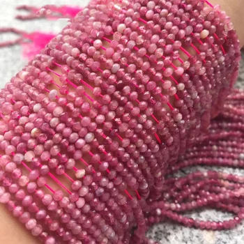 Brazílsky Ružový turmalín 3x5mm Prírodný Drahokam Perličiek Facted Roundel pre Šperky, Takže Náhrdelníky Náušnice 15inch ICNWAY