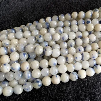 Prírodné Originálne Modrá Biele Dumortierite v Quartz Dumoyite Kolo Šperky Voľné Korálky 06382