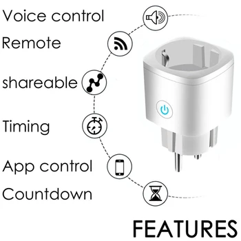 Smart Plug WIFI Bezdrôtové pripojenie Zásuvky EU16A Power Monitor Timier Plug Ovládanie Hlasom Tuya Inteligentný Život APLIKÁCIE Ovládanie Práce S Alexa Google