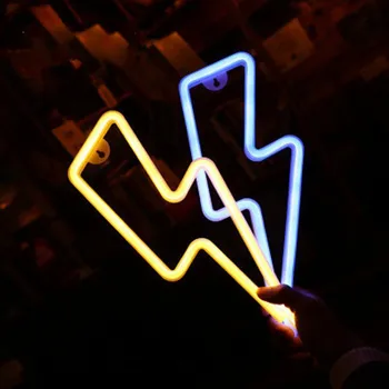 LED Neónový nápis Lightning Tvarované USB Batérie Prevádzkované Nočné Svetlo Dekoratívne Stolové Svietidlo Pre Domáce Stranu Obývacia Izba decoratioNew