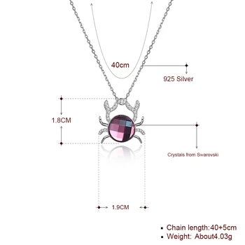 SILVERHOO Trendy Krab Prívesok Náhrdelníky Pre Ženy Rýdzeho Striebra 925 Šperky Kolo Rakúsko Crystal & 5A Cubic Zirconia Náhrdelník
