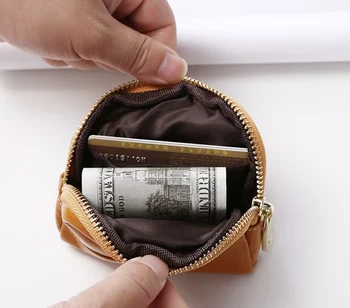 Prvá vrstva kože spojka taška žien multifunkčné mince kabelku tvorivé zips tlačidlo skladovanie taška