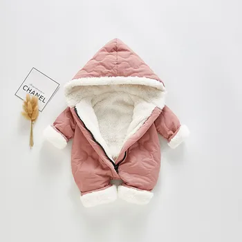Zimné detí dieťa Jumpsuit bavlnená bunda nové detské plyšové pribrala bavlna Jumpsuit oblek, bundu dieťa chodiť bavlna kabát