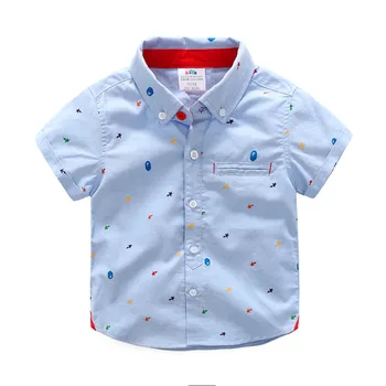 Detské Letné Oblečenie 2020 Hot Predaj Anglicko Štýl 2-10 Rokov Deti Bavlnené Oblečenie Pocket Cartoon Tlač Krátke Rukáv Tričko Chlapec