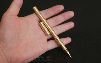 Bambusové typ čistej mosadze manuálne kovové neutrálne podpis pero výchovy k DEMOKRATICKÉMU občianstvu nástroje taktické medi pero šikovné vrecko self-defense nástroje