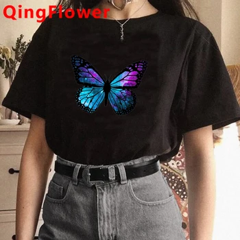 Motýľ Harajuku Anime z 90. rokov Tričko Ullzang Streetwear Grafické T-shirt Lete Bežné Tričko Motýle Top Módne Tees Žena