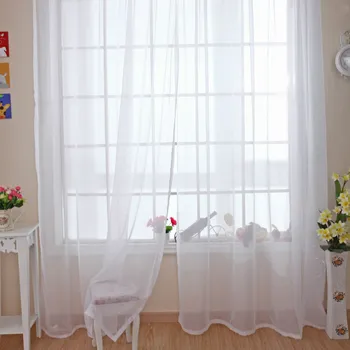 High-density pevné bieleho Tylu CurtainTerylene priadza Úplnej Prispôsobené Okenné Spálňa Windows a Obývacia Izba tylu