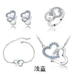 Jemné JewelryQiLeSen dámskej Módy 925 Sterling Silver Šperky, Rakúsko Srdce Srdce Light Blue Crystal Svadobné 4 Dielna Sada
