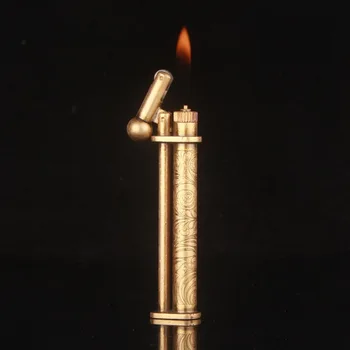 Mini mini slim Kovu, medi ručne vyrezávané plyn, ľahší,Bután plameň encendedor plyn,Zlato, cigaretový zapaľovač darčekovej krabičke