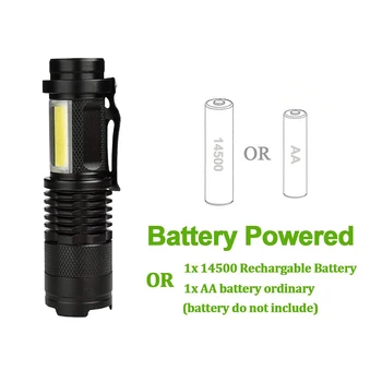 Prenosné LED Baterka Q5 +KLAS Mini Black Nepremokavé Zoom LED Baterkou penlight Použitie AA alebo 14500 Batérie, Osvetlenie svietidla