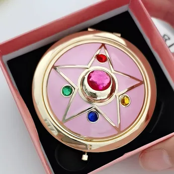 Sailor moon R Moonlight Pamäť Série Star Crystal Prípade kozmetické tvoria Kompaktné Cestovné Sklopné ZRKADLO