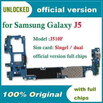 Originálne odomknutý pre Galaxy J5 J510F Doske dobrá práca pre Samsung Galaxy J5 J510FD Doske Singel / Dual Card