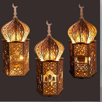Moslimské Festival Svetla Ramadánu Eid Mubarak Drevené Dekorácie LED Lampa