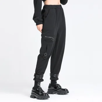 Max LuLu 2020 Jeseň Európskej Luxusné Dizajnér Dámy Punk Streetwear Elastické Hárem Nohavice Dámske Ležérne Zips Nohavice Plus Veľkosť