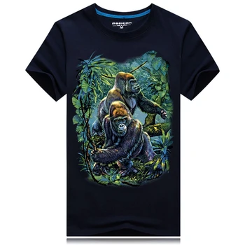 Pánske T-shirt príležitostné o golier, krátky rukáv tlačené 3d gorila funny T-shirt pánske letné módne značky T-shirt homme tričko veľkosť