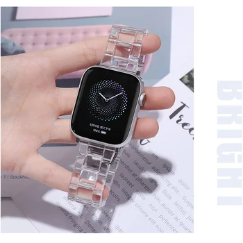 UTHAI A35 Pásmo pre apple hodinky série 6 SE apple hodinky kapela 44 mm pre iwatch 5 4 Univerzálny transparentný živice popruh 38 mm 40 mm