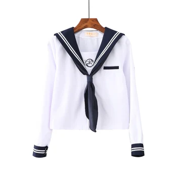 UPHYD Nový Japonský Jednotné Školy Košele Biele Námorník Jednotné Topy s Dlhým Rukávom Jar Leto JK Uniformy Tričko Anime Cosplay Top