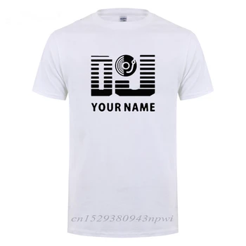Prispôsobený Vaše Meno Logo DJ Osobné Priezvisko Vytlačené T Shirt Pre Mužov Samec Krátky Rukáv Hip Hop T-Tričko Bavlnené Tričko