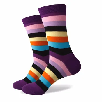 Match-Up Zábavnej Šaty Ponožky - Funky Farebné Ponožky pre Mužov - Bavlna Módne Vzorované Ponožky Prúžok štýl (10 Párov/lot)