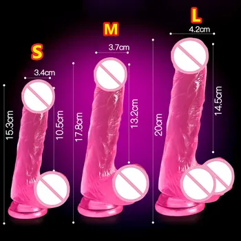 Jelly Veľké Realistické Dildo Mäkké Muž Umelý Penis Crystal Realistické Sexuálne Hračky pre Ženy, 3 farby veľkosti 3 prísavky Dick