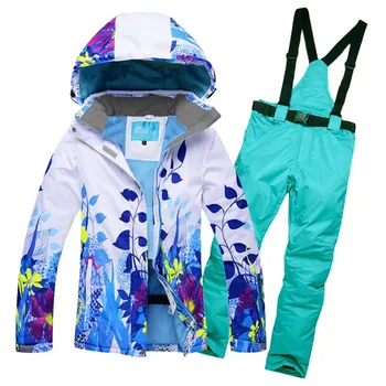 Winte 10K Bundy žena, Snowboarding zimné športové oblečenie lyžiarske súpravy Nepremokavé hrubé-30degree Super teplé farby Bundy + nohavice