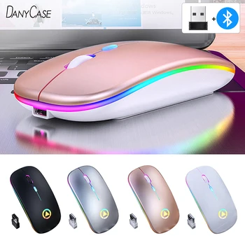 Bezdrôtová Myš RGB Bluetooth Počítačovej Myši Tichý Nabíjateľná Ergonomická Myš Optická Herná Myš pre Stolné PC, Notebook Mouse