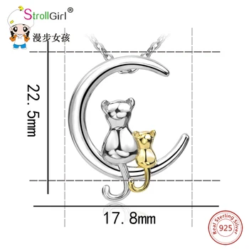 925 Sterling Silver Moon Mačka Prívesok Náhrdelník 2020 Dámy Nádherné Šperky Najlepší Darček pre Priateľku