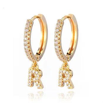 1 Pár Módnych Roztomilý Počiatočné A-z Listu Náušnice Mirco Crystal Zlatá Malá Bránka Earings pre Ženy Abecedy Módne Šperky 2020