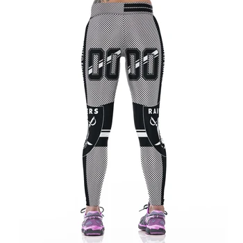 2017 Vysoký Pás 3D Čierna/Modrá Raiders Vytlačené Legíny Fitness Športových Ženy Chudá Ceruzka Aktívne Cvičenie Nohavice Spandex Leggins