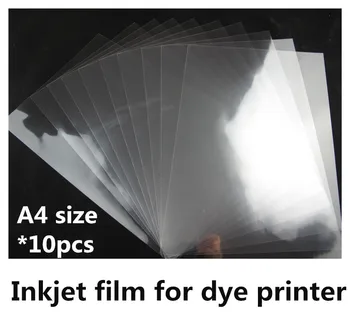 Transparentná fólia pre atramentové tlačiarne, A4 veľkosť atramentovej film s lepidlo pre Logo dizajn, tlač(10 listov jedného lotu)