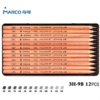 Marco 12Pcs 3H-9B Ceruzky Umenie, Kresba, Náčrt, Najlepšia Kvalita Non-jedovaté Štandardných Ceruziek Na Škole Študent Náčrt